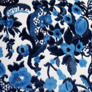 Blue Floral De Gênes Velvet Fabric